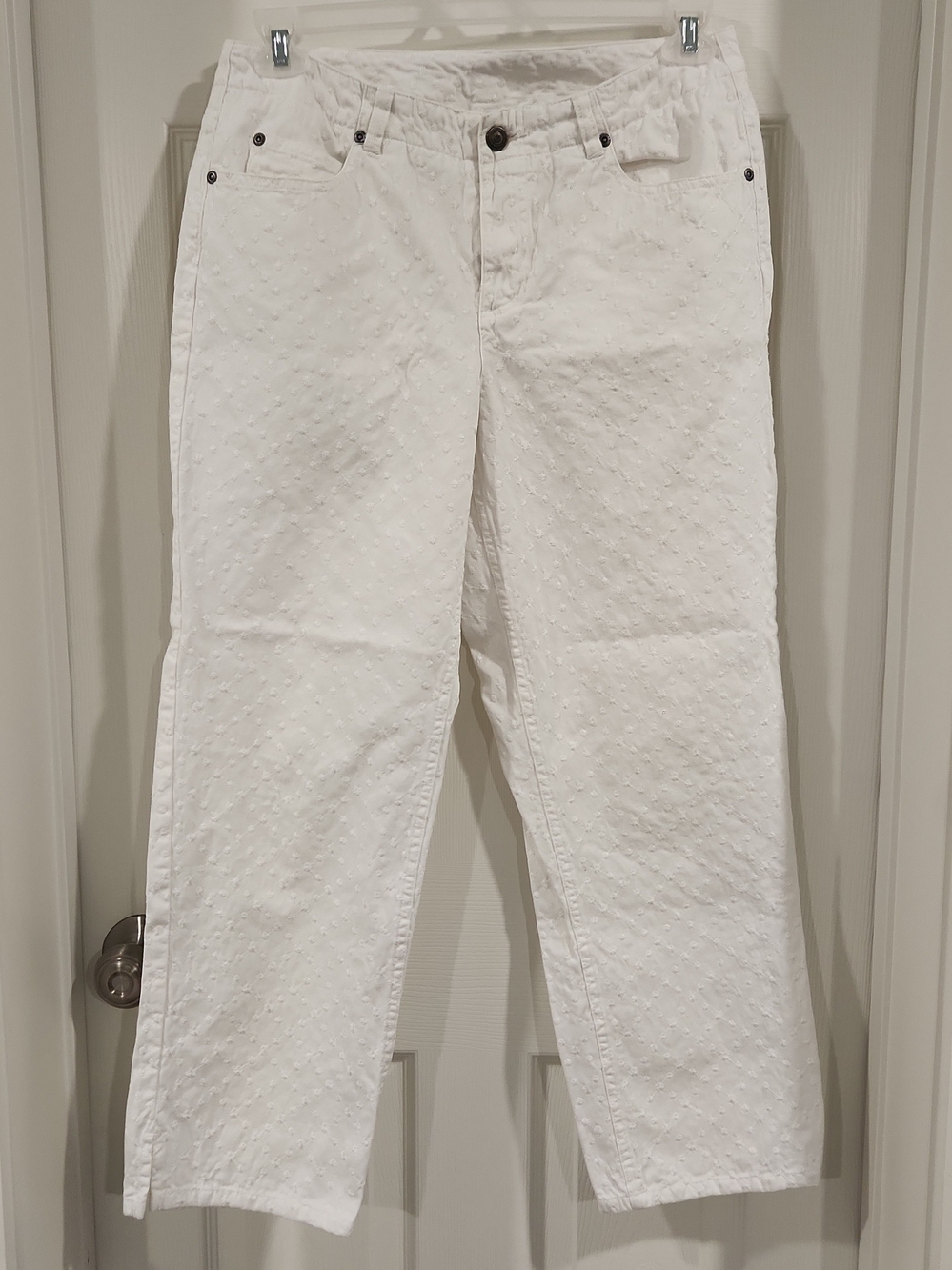 VTG NWOT Liz Claiborne White Embroidered Ankle Pants Size 10 Vintage Cotton